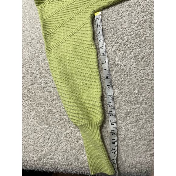Tahari Women's Size Medium Cable Knit Long Balloon Sleeve Sweater Lime Green - Picture 5 of 10
